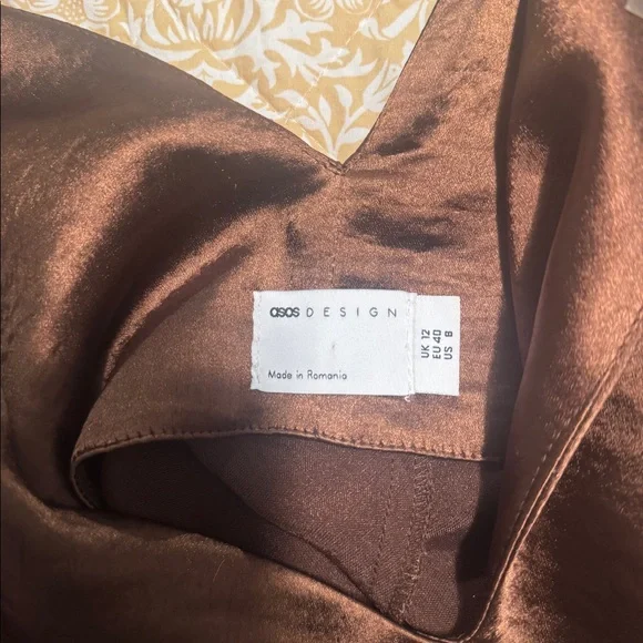 Brown silk midi dress - Picture 2 of 8